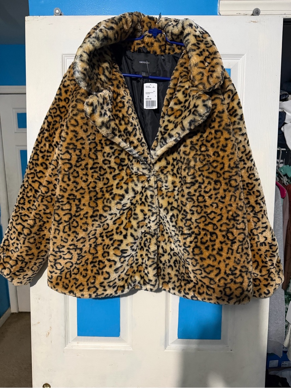 Forever 21 Women's Leopard Print Teddy Coat in Tan and Black SZ 3X